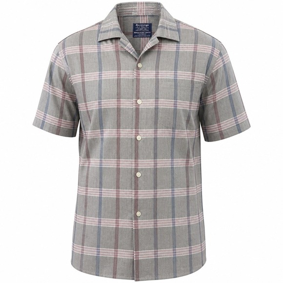 Sovereign Other - Sovereign Mens 3XLT Grey Plaid Short Sleeve Button Down Shirt Made USA Vintage